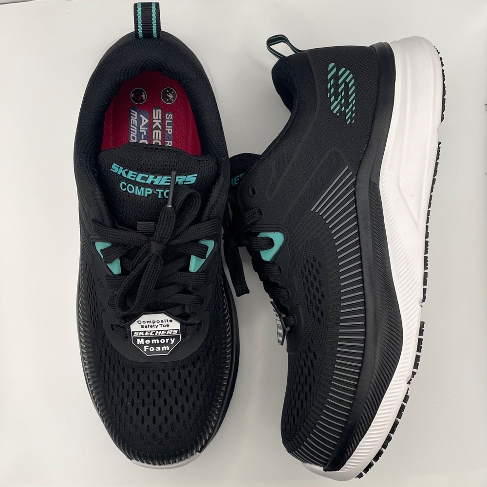 SKECHERS men's Jevion composite toe work shoes Size 8.5 black/white - Picture 8 of 13
